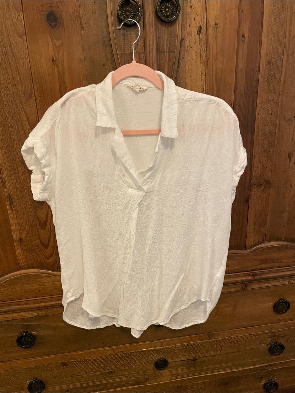 Jane and Delancey Oversized White Short Sleeve Blouse - Small